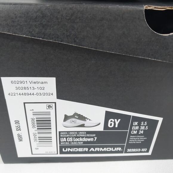 Under Armour Big Kids’ GS Lockdown 7 Sneakers Black/White, Boys’ Size 6Y - Picture 4 of 5